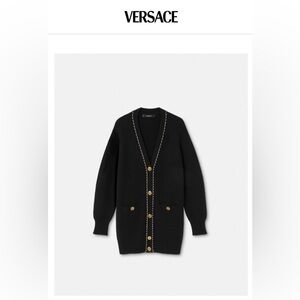Versace Metallic stitch detail wool cardigan